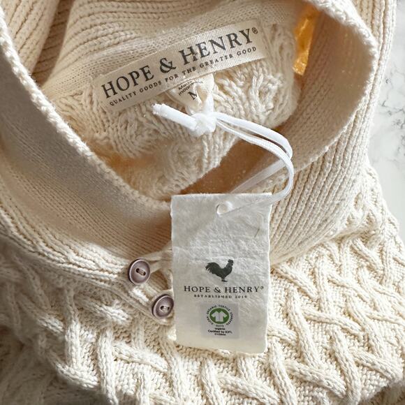 Hope & Henry Organic Cotton Shawl Cable Knit Sweater Boy's Size Medium NEW - Picture 10 of 11